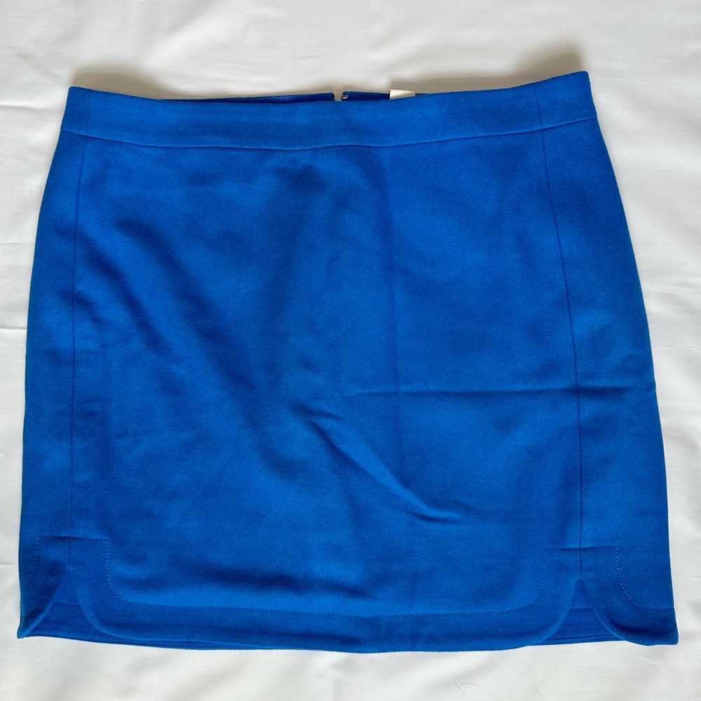 J. Crew Women’s Shirttail Wool Blend Royal Blue Mini Skirt B0358 Size 8 EUC